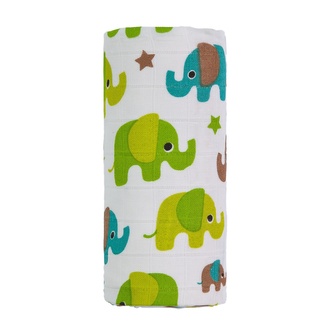 BIO Velká bambusová osuška, green elephants / zelení sloni BIO Velká bambusová osuška, green elephants / zelení sloni