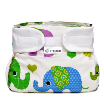 Ortopedické abdukční kalhotky - suchý zip, green elephants (5-9kg)