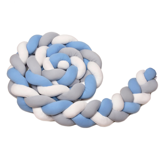 Pletený mantinel 180 cm, white + grey + blue