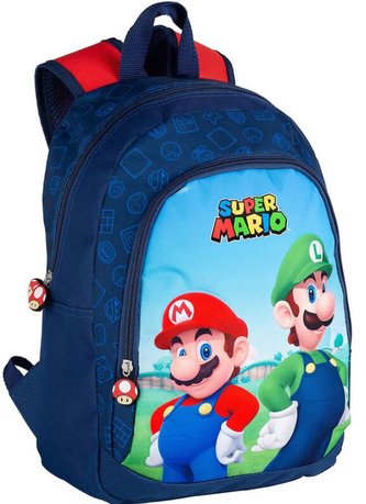 Školní batoh Nintendo|Super Mario: Mario & Luigi (objem 12 litrů|27 x 38 x 12 cm) modrý polyester