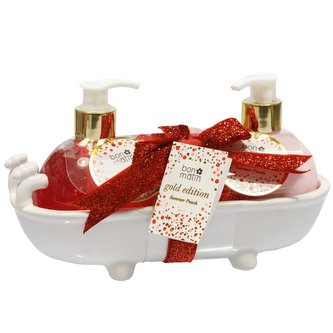 Bon Matin set mýdla a tělového balzámu v keramické vaně