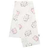Bavlněná plena s potiskem New Baby bílá puzzle růžové