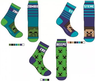SADA 3 KS PONOŽKY MINECRAFT - velikost 35-38