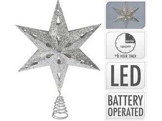 špička na stromek 10LED HVĚZDA 35x23cm s časovačem STŘ