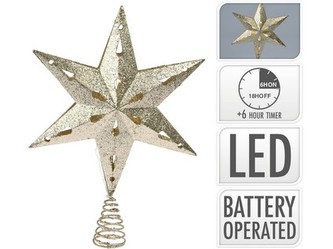 špička na stromek 10LED HVĚZDA 35x23cm s časovačem ZLA