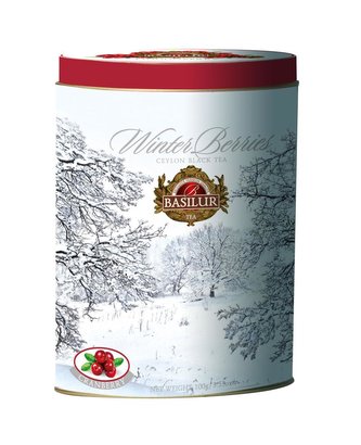 BASILUR Winter Berries Cranberries - sypaný černý čaj s kousky ovoce v plechovce 100g
