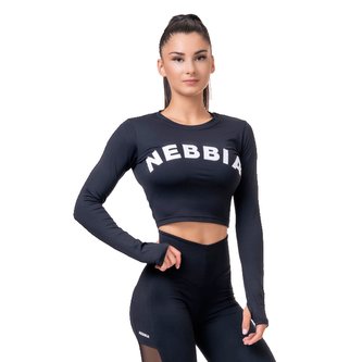 Dámské tričko Crop Top Sporty Hero Long Sleeves Mocha - NEBBIA - Velikost S