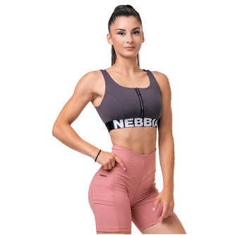 Sportovní podprsenka Smart Zip Marron - NEBBIA - Velikost M