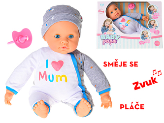 Miminko 38cm měkké tělo na baterie 3zvuky v krabičce