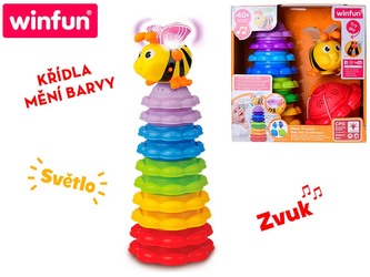 Pyramida včelka s křídly měnícimi barvu /5 míčků na baterie se světlem a zvukem 6m+ v krabičce