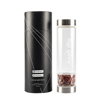 Jungle Way Designová skleněná láhev s jaspisem 480 ml