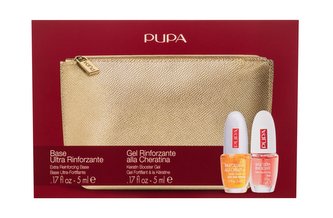 Pupa Extra Base péče o nehty Extra Reinforcing Base 5 ml + péče o nehty Keratin Booster Gel 5 ml + kosmetická taštička