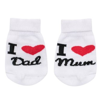 Kojenecké bavlněné ponožky New Baby I Love Mum and Dad bílé - velikost 62 (3-6m)