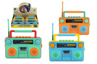 Rádio dětské plast 15x12cm na baterie se zvukem se světlem 3 barvy 6ks v boxu