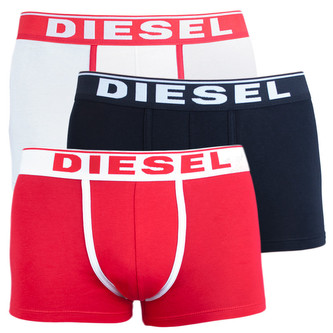 3Pack pánské boxerky Diesel bílo, červeno, černé Velikost: XL