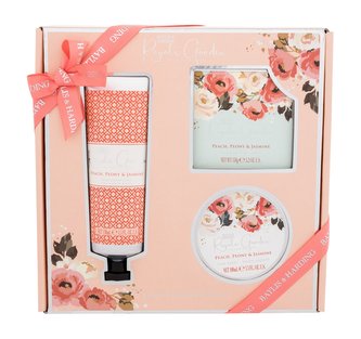 Baylis & Harding Royale Garden sprchový krém Royale Garden Peach, Peony & Jasmine 130 ml + tuhé mýdlo Royale Garden Peach, Peony & Jasmine 150 g + tělové máslo Royale Garden Peach, Peony & Jasmine 100 ml