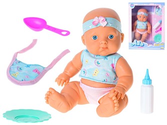 Miminko Ada tvrdé tělo 23cm špulící se s doplňky v krabičce