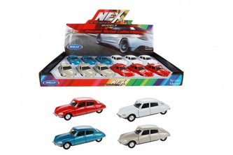 Auto Welly Citroën DS23 1973 kov/plast 12cm na zpětné natažení 4 barvy 12ks v boxu