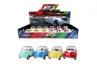 Auto Welly BMW Isetta kov/plast 9cm na zpětné natažení 4 barvy 12 ks v boxu