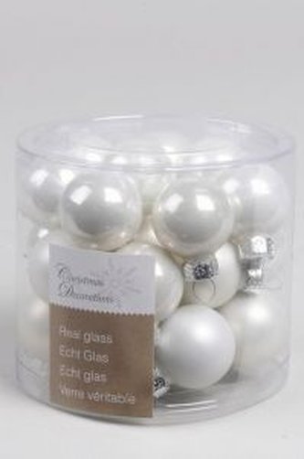 Ozdoba kuličky bílé 2,5 cm 24 ks