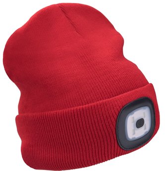 Čepice s čelovkou LED červená (USB nabíjení)