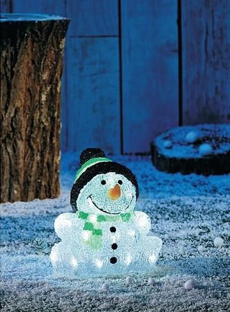 Dekorace Vánoční sněhulák svítící 30 LED 24x20x24 cm do