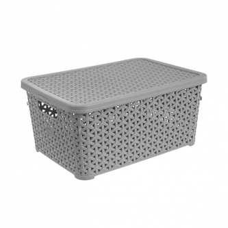 Box ratan s víkem 10 l šedý