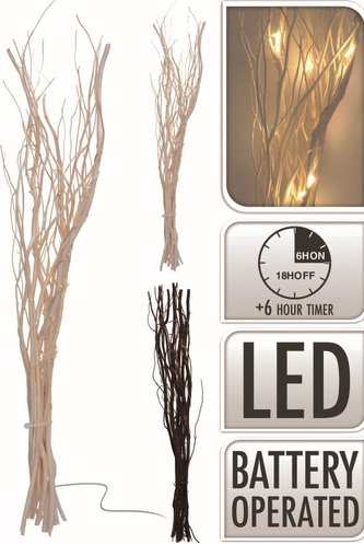 Větev vánoční 40 cm 12 LED žárovek