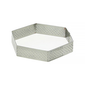 Pečení de Buyer, 3099.60, perforovaný rám, tvar šestiúhelník, průměr 10 cm, výška 2 cm, nerez