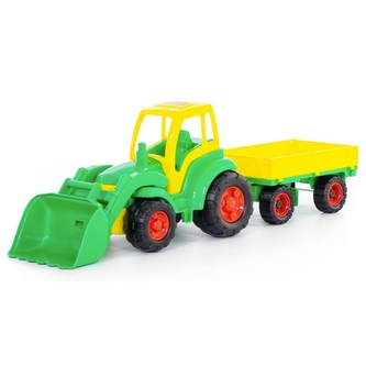 Velký Traktor s přívěsem a radlicí