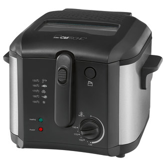 Fritéza Clatronic, FR3649, nerez, 2,5 L, nastavitelný termostat, 2 kontrolky, odnímatelné víko s okénkem, odkapávač tuku, 1600 W