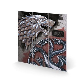Obraz - malba na dřevě Game Of Thrones|Hra O Trůny: Stark & Targaryen (30 cm x 30 cm)
