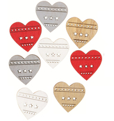 Dekorace vánoční dřevěná -  Srdce 3,5cm 8ks