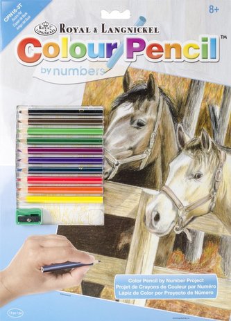 Royal & Langnickel Malování podle čísel Pastelkami - Koně ve stáji (Color Pencil By Number)