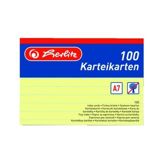 Herlitz - Karty do kartotéky A7, žluté, linka Herlitz - Karty do kartotéky A7, žluté, linka