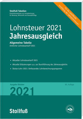 Tabelle, Lohnsteuer Jahresausgleich 2021