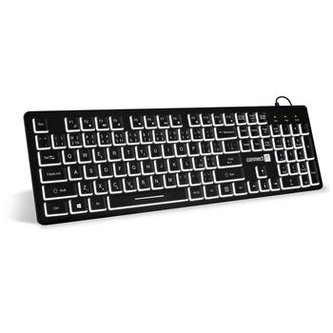 Klávesnice Connect IT kancelářská drátová bíle podsvícená USB, CZ + SK verze, černá