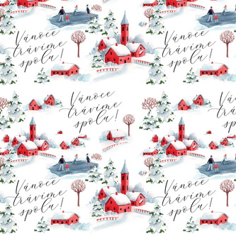 Vánoční balící papír - Vánoce trávíme spolu! SET 3 XXL archů