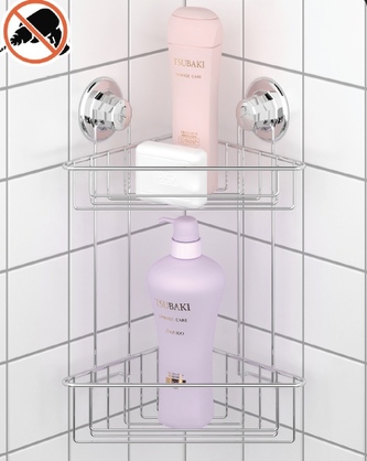 Polička roh koupel chrom 39x21x21cm 2patra hranatá