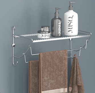 Držák na ručníky/polička chrom 43x25x25cm