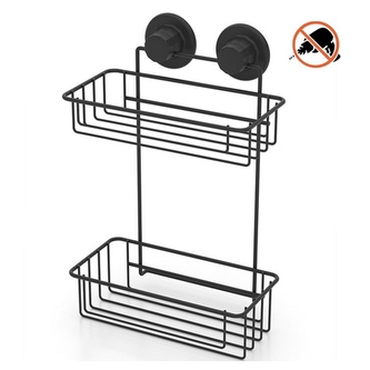 Polička koupel matná černá 38x25x15cm 2patra