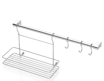 Polička závěsná obdelník na liště chrom 57x7x4cm
