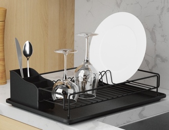 Odkap na nádobí matná černá/černá  48x33x12cm