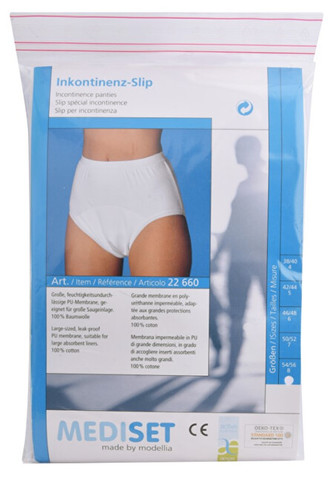 Mediset Inkontinenční dámské kalhotky s příjemnou bioaktivní distribuční vrstvou na nepropustné PU - fólii 46/48