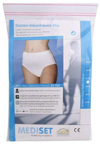 Mediset Inkontinenční dámské kalhotky se širokým měkkým pasem ingerovanou velkou sací vložkou z mikrofáze 54/56