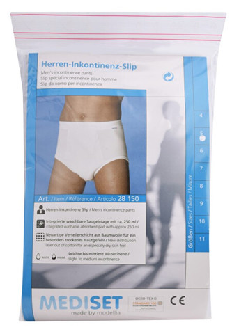 Mediset Inkontinenční pánské slipy s bočním vstupem, širokým měkkým pasem a integrovanou velkou sací vložkou z mikrofáze Vel. 8