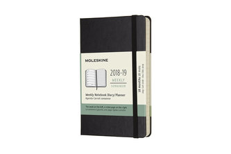 Moleskine: Plánovací zápisník 2018-2019 tvrdý černý S