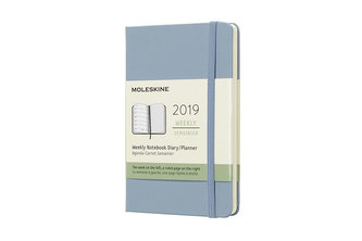 Moleskine: Plánovací zápisník 2019 tvrdý světle modrý S