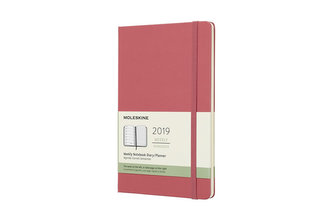 Moleskine: Plánovací zápisník 2019 tvrdý růžový L