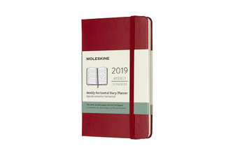 Moleskine: Horizontální týdenní diář 2019 tvrdý červený S